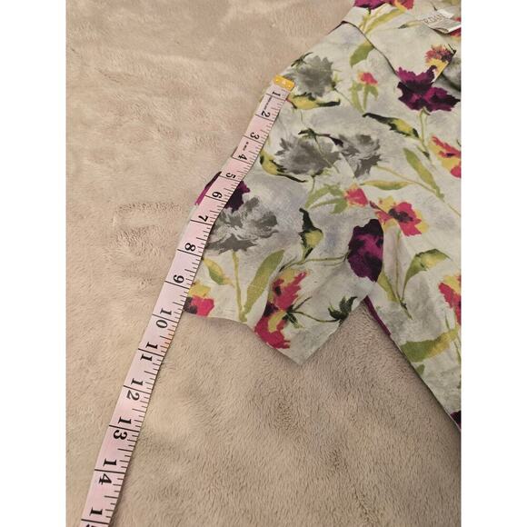 Soft Surroundings Jordan VTG 100% Linen Watercolor Floral Button Down Shirt M - Picture 9 of 9